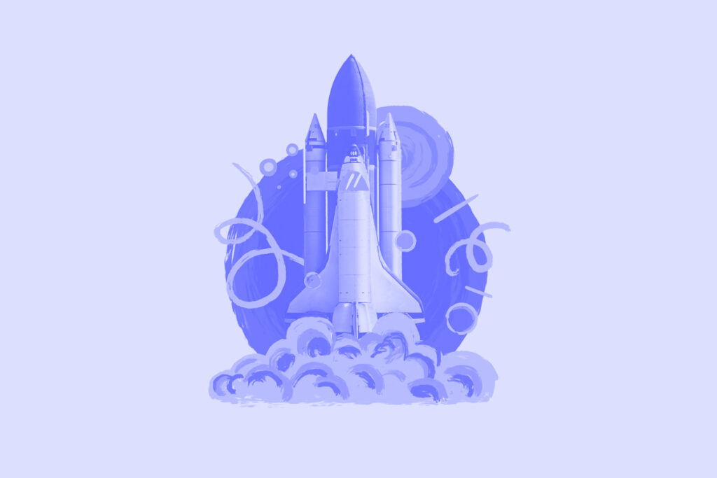 Ilustração com nave espacial