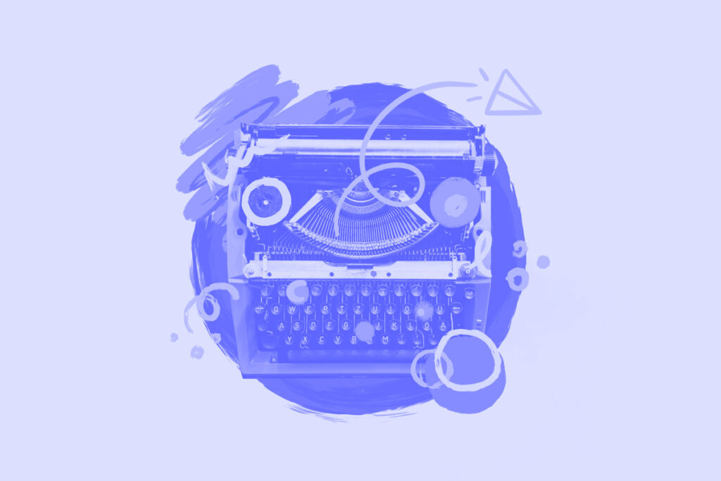 Ilustração com máquina de escrever antiga